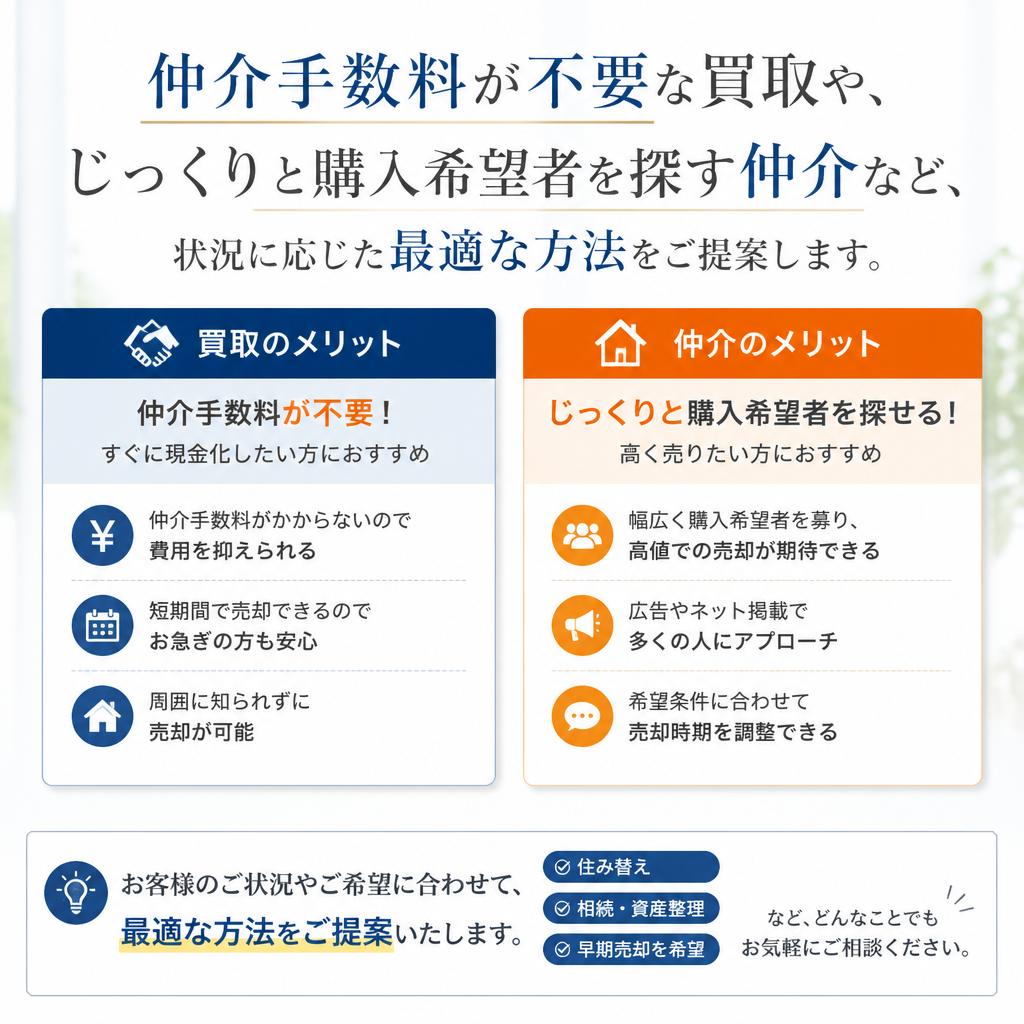 仲介と買取、あなたに最適な選択は?