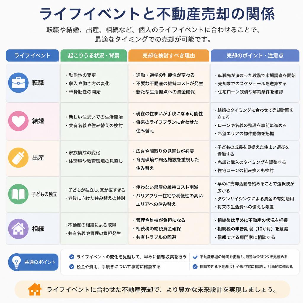 個人のライフイベントと売却タイミング