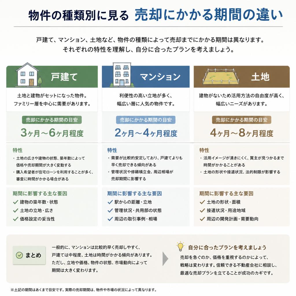 物件タイプ別の売却期間